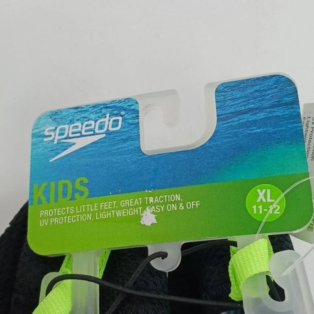 Speedo Boys Splash Sun Bootie Water Shoes Black Green Size XL 11/12 New